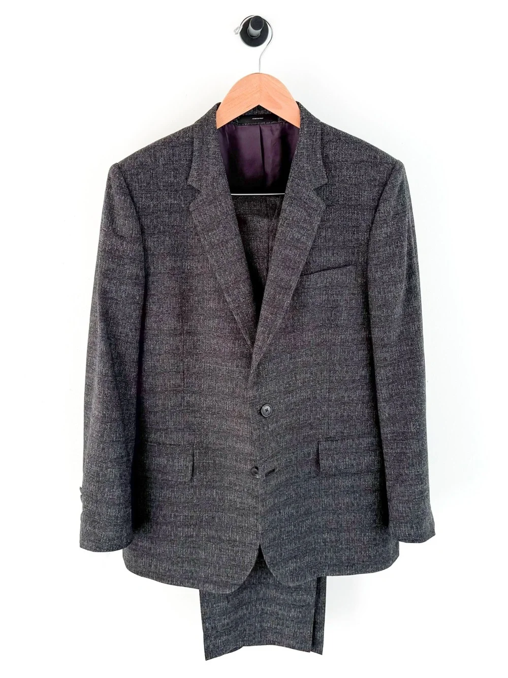 Paul Smith Soho Fit Textured Wool Suit Charcoal Dark Gray Textured Men's 42R